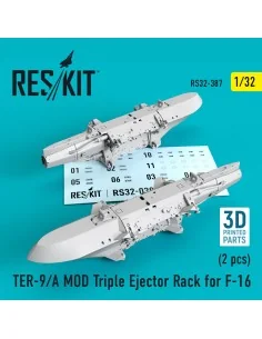 TER-9/A MOD Triple Ejector Rack for F-16 (2 pcs) (3D Printed), 1/32...