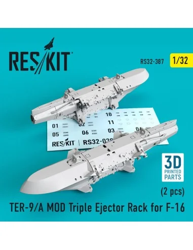 TER-9/A MOD Triple Ejector Rack for F-16 (2 pcs) (3D Printed), 1/32...