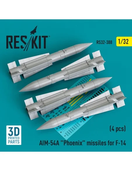 AIM-54A Phoenix missiles for F-14 (4pcs) (3D Printed), 1/32 - ResKi...