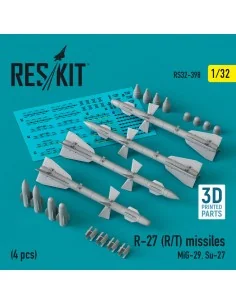 R-27 (R/T) missiles (4 pcs) (MiG-29, Su-27) (3D Printed), 1/32 - Re...