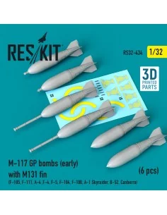M-117 GP bombs (early) with M131 fin (6 pcs) (F-105, F-111, A-4, F-...