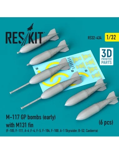 M-117 GP bombs (early) with M131 fin (6 pcs) (F-105, F-111, A-4, F-...