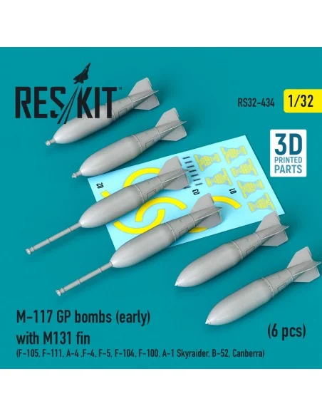 M-117 GP bombs (early) with M131 fin (6 pcs) (F-105, F-111, A-4, F-...
