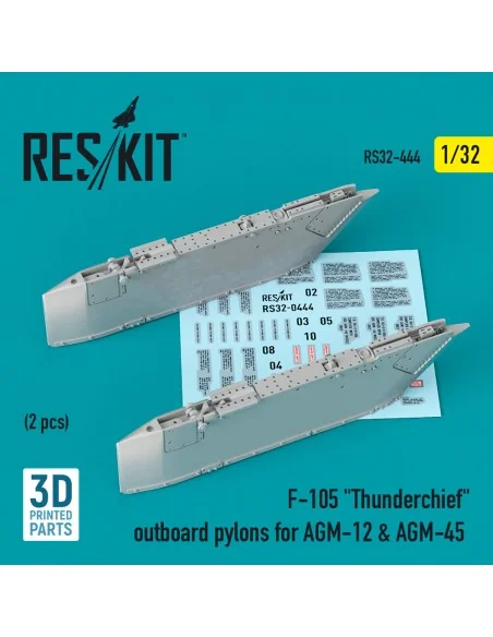 F-105 Thunderchief outboard AGM-12 & AGM-45 pylons (2 pcs) (3D Prin...