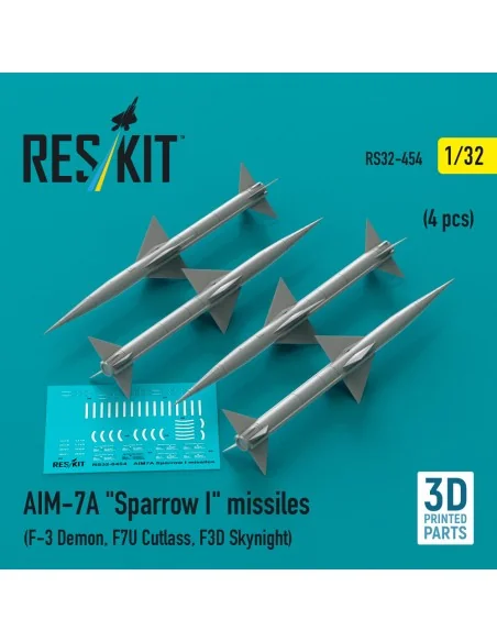 AIM-7A Sparrow I missiles (4 pcs) (F-3 Demon, F7U Cutlass, F3D Skyn...