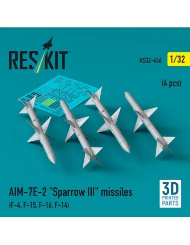AIM-7E-2 Sparrow III missiles (4 pcs) (F-4, F-15, F-16, F-14) (3D P...