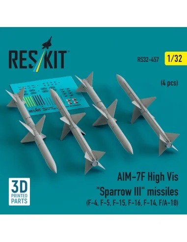AIM-7F High Vis Sparrow III missiles (4 pcs) (F-4, F-5, F-15, F-16,...