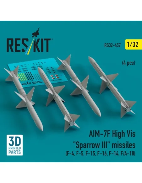AIM-7F High Vis Sparrow III missiles (4 pcs) (F-4, F-5, F-15, F-16,...