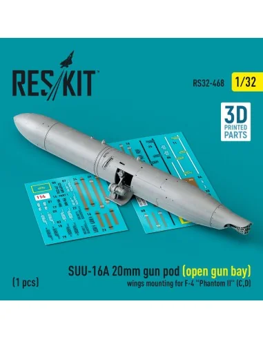 SUU-16A 20mm gun pod (open gun bay) wings mounting for F-4 Phantom ...