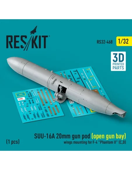 SUU-16A 20mm gun pod (open gun bay) wings mounting for F-4 Phantom ...