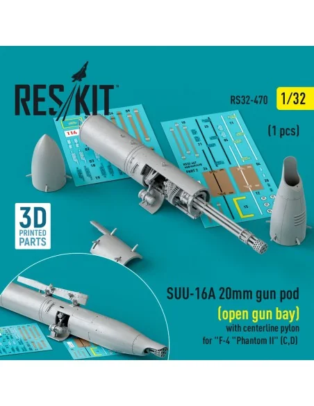 SUU-16A 20mm gun pod (open gun bay) with centerline pylon for F-4 P...