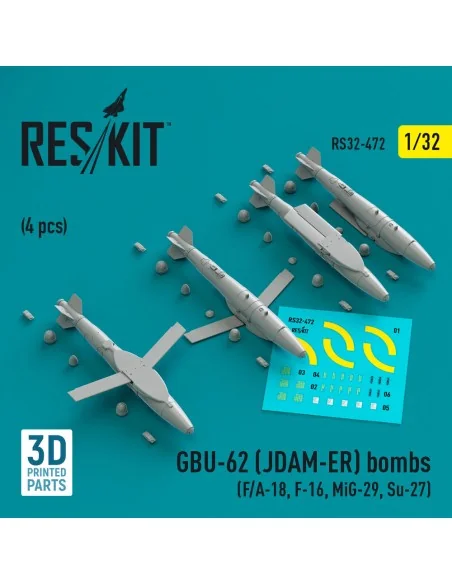 GBU-62 (JDAM-ER) bombs (4 pcs) (F/A-18, F-16, MiG-29, Su-27) (3D Pr...