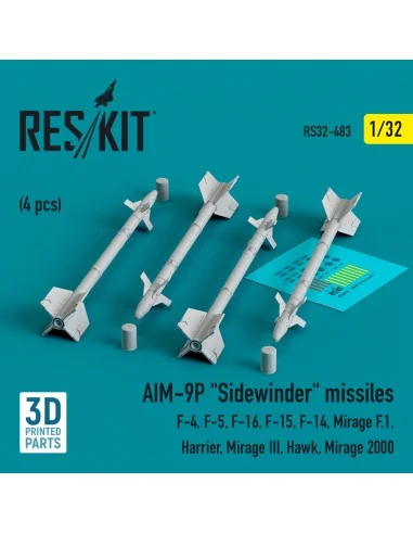 AIM-9P Sidewinder missiles (4 pcs) (F-4, F-5, F-16, F-15, F-14, Mir...