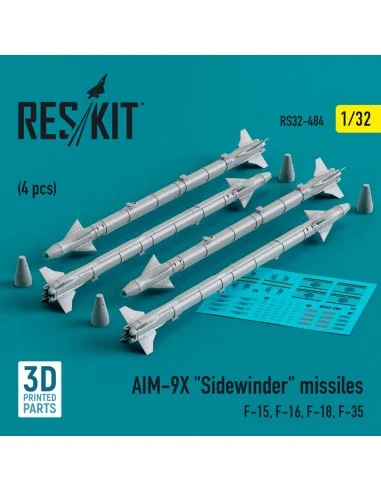 AIM-9X Sidewinder missiles (4 pcs) (F-15, F-16, F-18, F-35) (3D Pri...