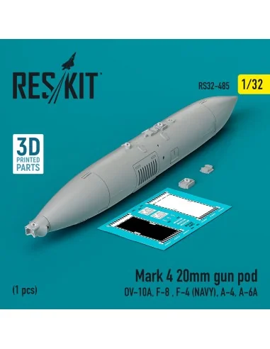 Mark 4 20mm gun pod (1 pcs) (OV-10A, F-8, F-4 (USN), A-4, A-6A) (3D...