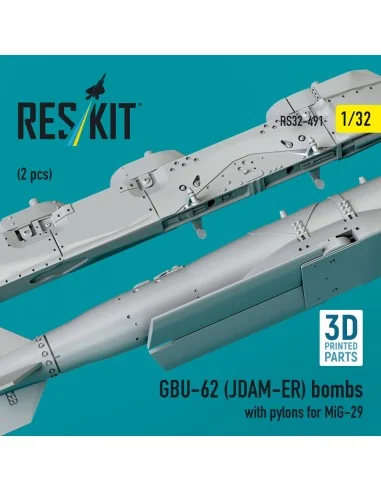 GBU-62 (JDAM-ER) bombs with pylons for MiG-29 (2 pcs) (3D Printed),...