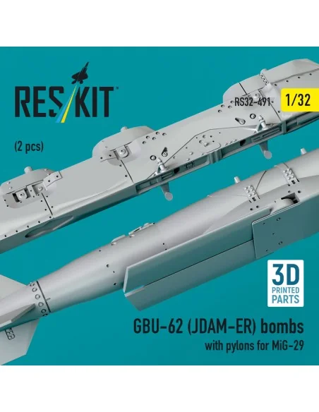 GBU-62 (JDAM-ER) bombs with pylons for MiG-29 (2 pcs) (3D Printed),...