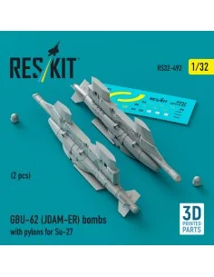 GBU-62 (JDAM-ER) bombs with pylons for Su-27 (2 pcs) (3D Printed), ...