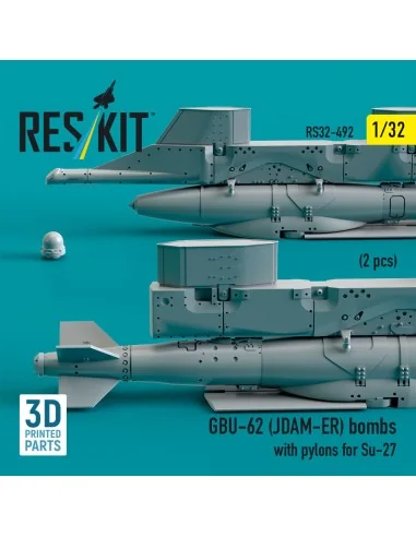GBU-62 (JDAM-ER) bombs with pylons for Su-27 (2 pcs) (3D Printed), ...