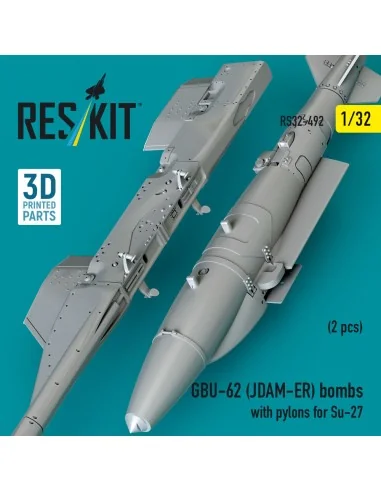 GBU-62 (JDAM-ER) bombs with pylons for Su-27 (2 pcs) (3D Printed), ...