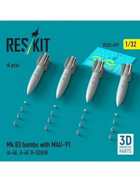 Mk.83 bombs with MAU-91 (4 pcs) (A-4E, A-4F, B-52G/H) (3D printed),...