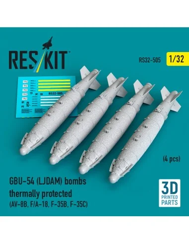 GBU-54 (LJDAM) bombs thermally protected (4 pcs) (3D Printed), 1/32...