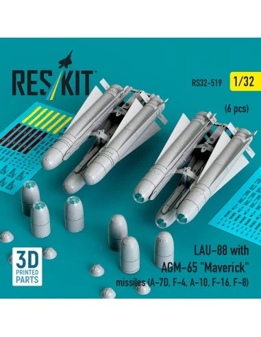 LAU-88 with (2 pcs) AGM-65 Maverick missiles (6 pcs) (A-7D, F-4, A-...