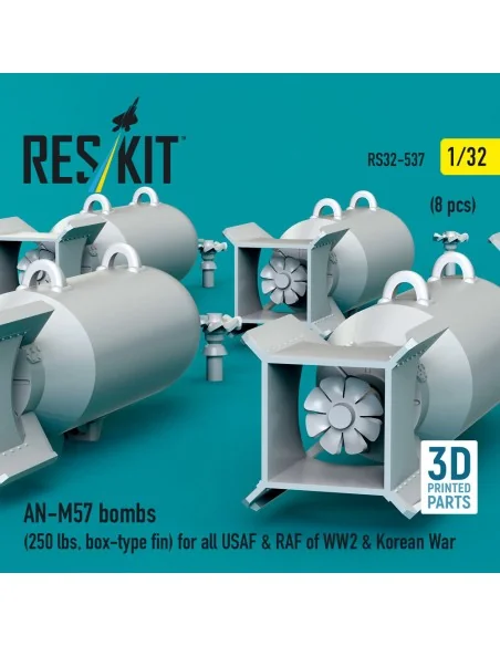 AN-M57 bombs (250 lbs, box-type fin) for all USAF & RAF of WW2 & Ko...