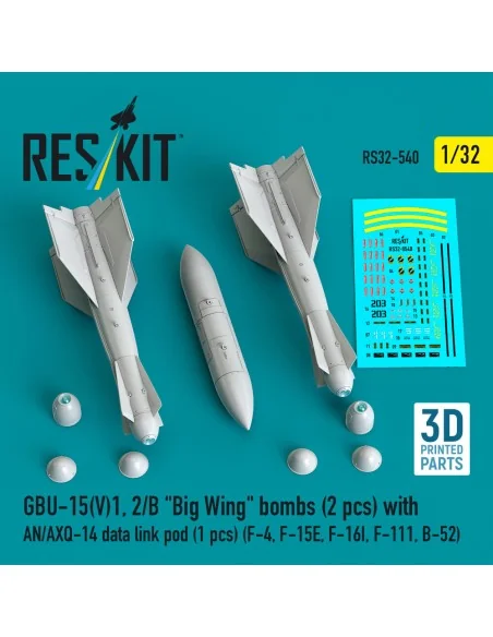 GBU-15(V)1, 2/B Big Wing bombs (2 pcs) with AN/AXQ-14 data link pod...