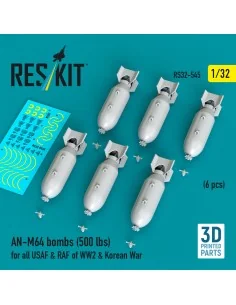 AN-M64 bombs (500 lbs) for all USAF & RAF of WW2 & Korean War (6 pc...