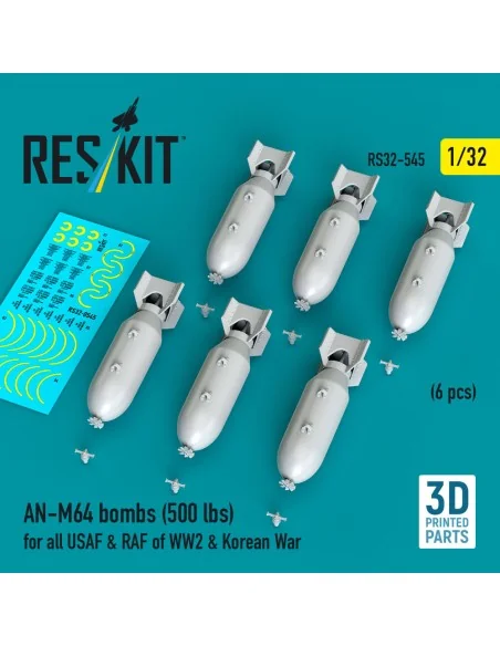 AN-M64 bombs (500 lbs) for all USAF & RAF of WW2 & Korean War (6 pc...
