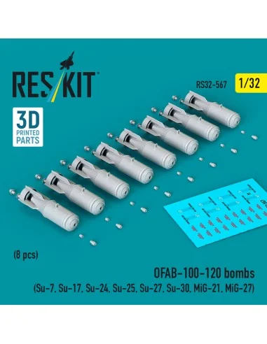 OFAB-100-120 bombs (8 pcs) (Su-7, Su-17, Su-24, Su-25, Su-27, Su-30...