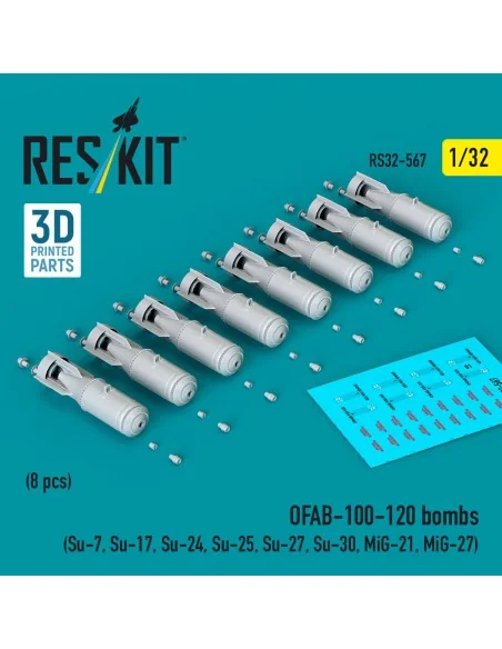 OFAB-100-120 bombs (8 pcs) (Su-7, Su-17, Su-24, Su-25, Su-27, Su-30...