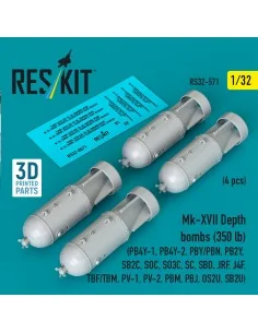 Mk-XVII Depth bombs (350 lb) (4 pcs) (PB4Y-1, PB4Y-2, PBY/PBN, PB2Y...