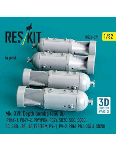 Mk-XVII Depth bombs (350 lb) (4 pcs) (PB4Y-1, PB4Y-2, PBY/PBN, PB2Y...