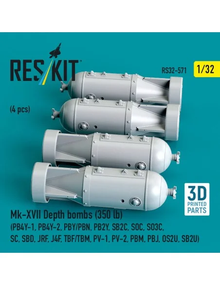 Mk-XVII Depth bombs (350 lb) (4 pcs) (PB4Y-1, PB4Y-2, PBY/PBN, PB2Y...