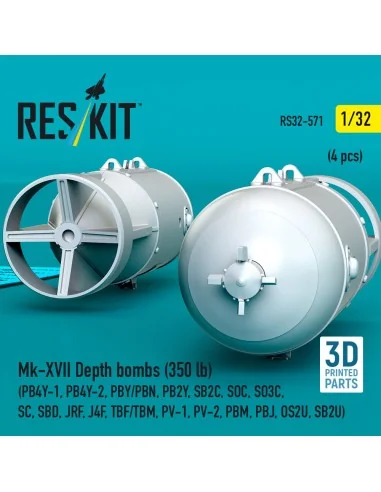 Mk-XVII Depth bombs (350 lb) (4 pcs) (PB4Y-1, PB4Y-2, PBY/PBN, PB2Y...