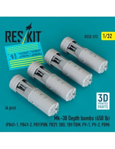 Mk-38 Depth bombs (650 lb) (4 pcs) (PB4Y-1, PB4Y-2, PBY/PBN, PB2Y, ...