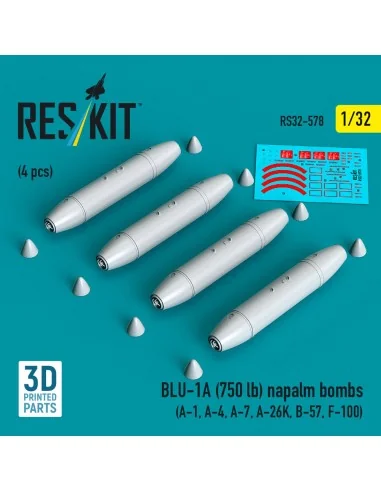 BLU-1A (750 lb) napalm bombs (4 pcs) (A-1, A-4, A-7, A-26K, B-57, F...