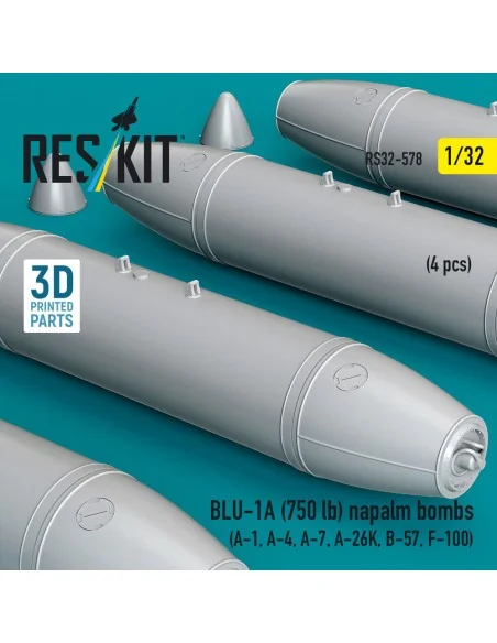 BLU-1A (750 lb) napalm bombs (4 pcs) (A-1, A-4, A-7, A-26K, B-57, F...