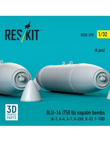 BLU-1A (750 lb) napalm bombs (4 pcs) (A-1, A-4, A-7, A-26K, B-57, F...