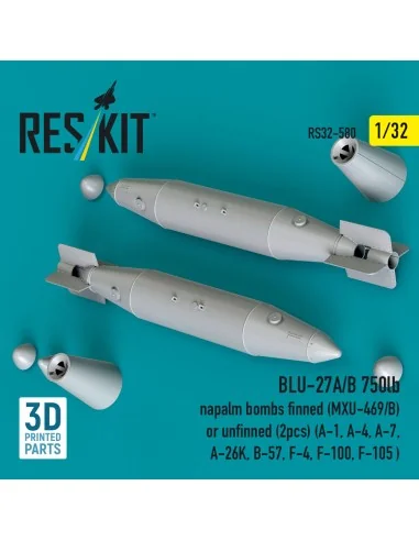 BLU-27A/B 750lb napalm bombs finned (MXU-469/B) or unfinned (2 pcs)...