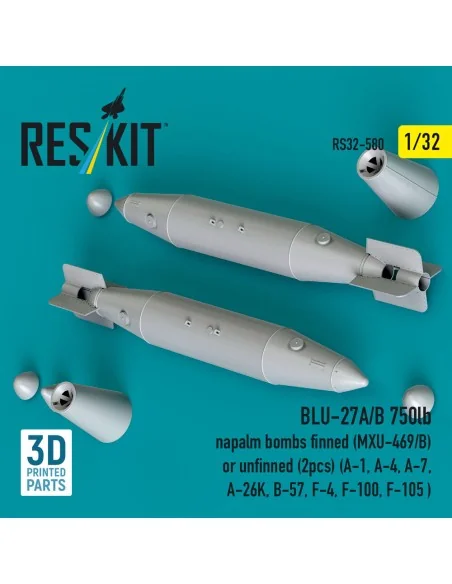 BLU-27A/B 750lb napalm bombs finned (MXU-469/B) or unfinned (2 pcs)...