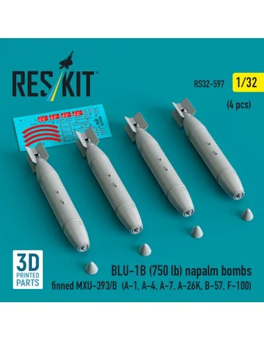 BLU-1B (750 lb) napalm bombs finned MXU-393/B (4 pcs) (A-1, A-4, A-...