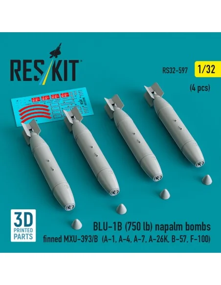 BLU-1B (750 lb) napalm bombs finned MXU-393/B (4 pcs) (A-1, A-4, A-...
