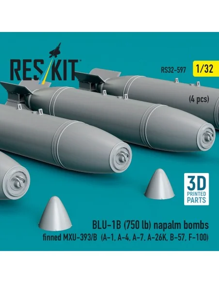 BLU-1B (750 lb) napalm bombs finned MXU-393/B (4 pcs) (A-1, A-4, A-...