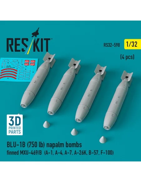 BLU-1B (750 lb) napalm bombs finned MXU-469/B (4 pcs) (A-1, A-4, A-...