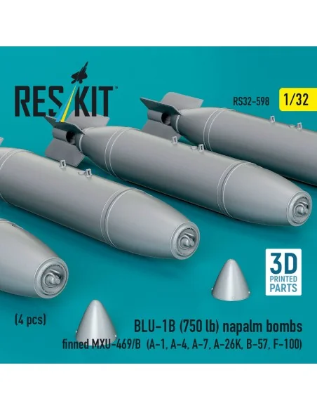 BLU-1B (750 lb) napalm bombs finned MXU-469/B (4 pcs) (A-1, A-4, A-...