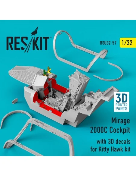 Mirage 2000C Cockpit with 3D decals for Kitty Hawk kit, 1/32 - ResK...