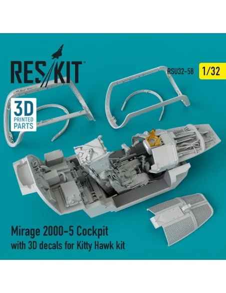 Mirage-2000-5 cockpit with 3D decals for Kitty Hawk kit, 1/32 - Res...